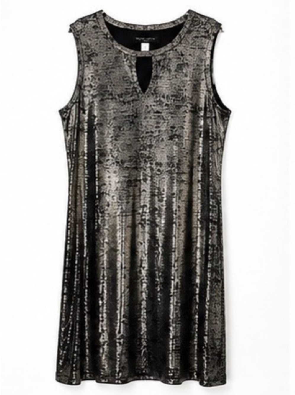 Simply Styled  Metallic Black / Silver Shift Dress Women’s XL Sleeveless Stretch